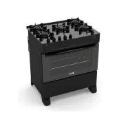 Cocina a gas JAM EVA Top Glass 5HB negro con luz en el horno